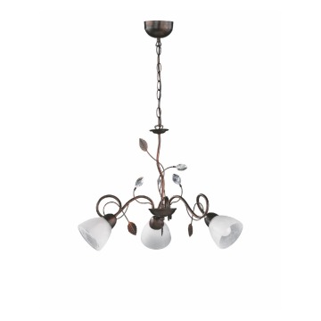 Trio Traditio 110700328 lampa wisząca zwis 3x40W E14 antyczna rdza / alabaster