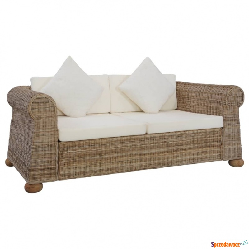 2-osobowa sofa z poduszkami, naturalny rattan - Fotele, sofy ogrodowe - Lubin