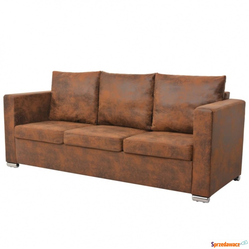 Sofa 3-osobowa, 191 x 73 x 82 cm, sztuczny zamsz - Sofy, fotele, komplety... - Dąbrowa Górnicza