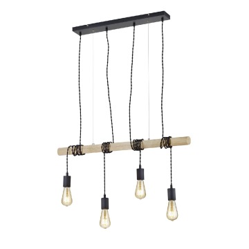 Trio RL Brody R30244032 lampa wisząca zwis 4x42W E27 czarny mat / brązowy