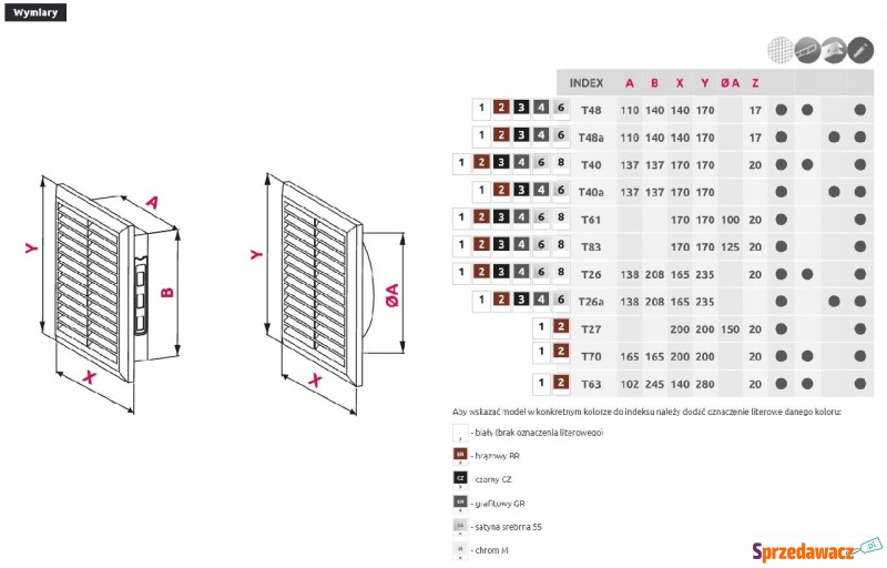 Kratka wentylacyjna Awenta T63CZ 10x24 TUS. czarna... - Kratki, anemostaty, rury,... - Kielce