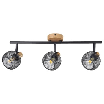 Rabalux Grendel 3129 plafon lampa sufitowa 3x40W E14 czarny/drewniany