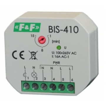 Przekaźnik bistabilny F&F BIS-410-LED-24V 16A 1NO 9-30V AC/DC do LED z wyłącznikiem czasowym 1-12min