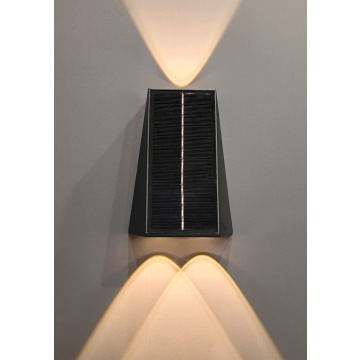 Oprawa solarna Lumax Solar LGS521N kinkiet oprawa ścienna 3X1,5W 70LM 3.7VX1500 mAh 840 IP54 czarny 