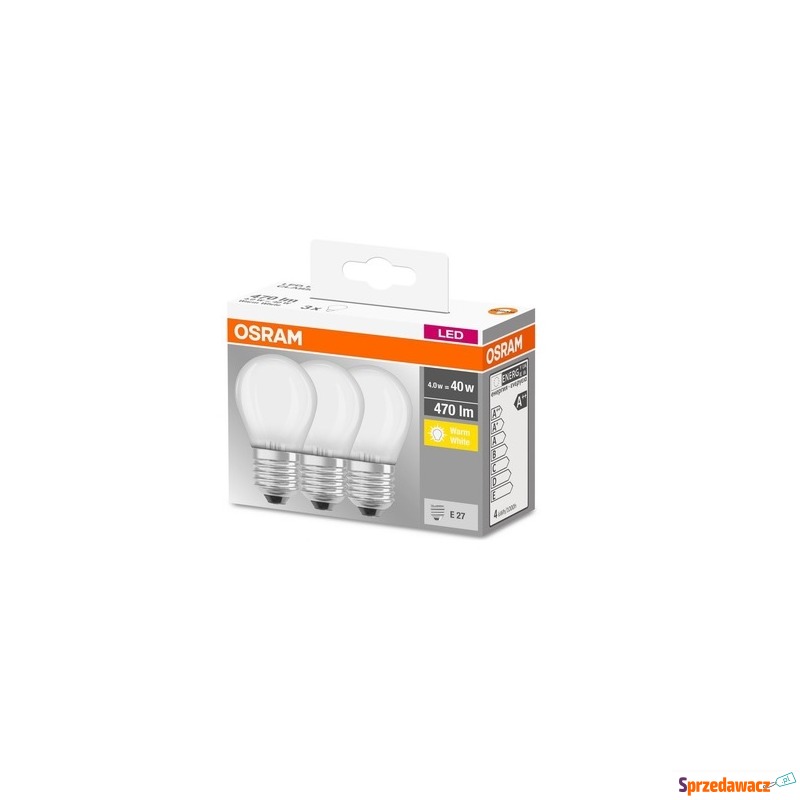 3x Żarówka LED Osram 4W (40W) E27 P45 470lm 2... - Żarówki i oprawki - Wołomin