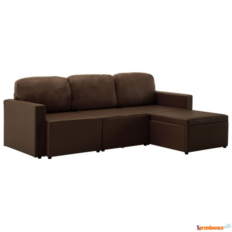 3-osobowa, rozkładana sofa modułowa, brązowa,... - Sofy, fotele, komplety... - Gliwice