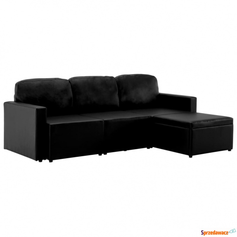 3-osobowa, rozkładana sofa modułowa, czarna,... - Sofy, fotele, komplety... - Ostrołęka