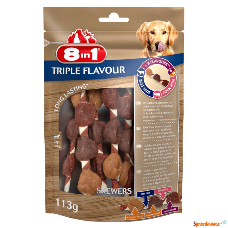 8in1 Triple Flavour Skewers - 113 g (6 szt.) - Przysmaki dla psów - Zgorzelec