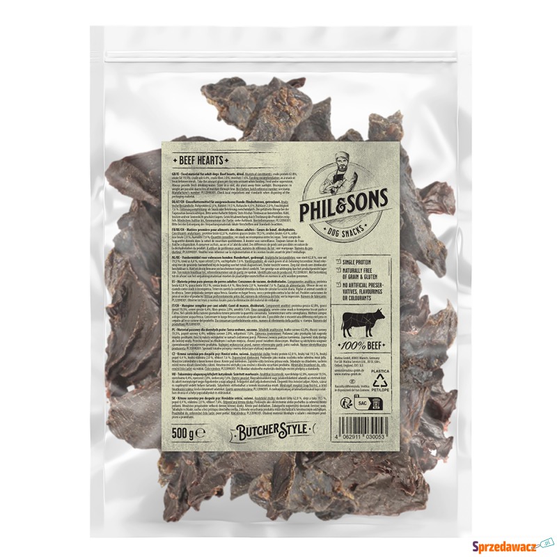 Phil & Sons Serca wołowe - 2 x 500 g - Przysmaki dla psów - Grudziądz