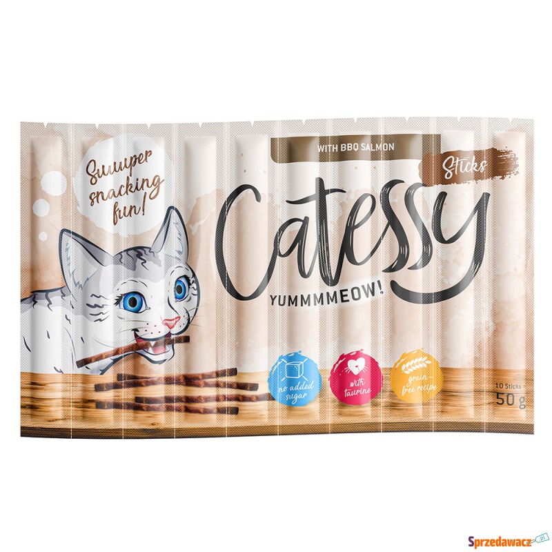 Catessy Sticks, 10 x 5 g - BBQ z łososiem - Przysmaki dla kotów - Chruszczobród