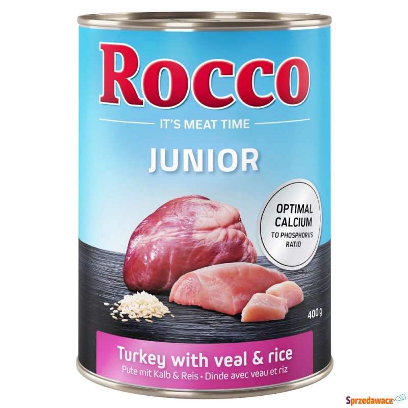 Rocco Junior, 6 x 400 g - Indyk i serca cielęce... - Karmy dla psów - Olsztyn