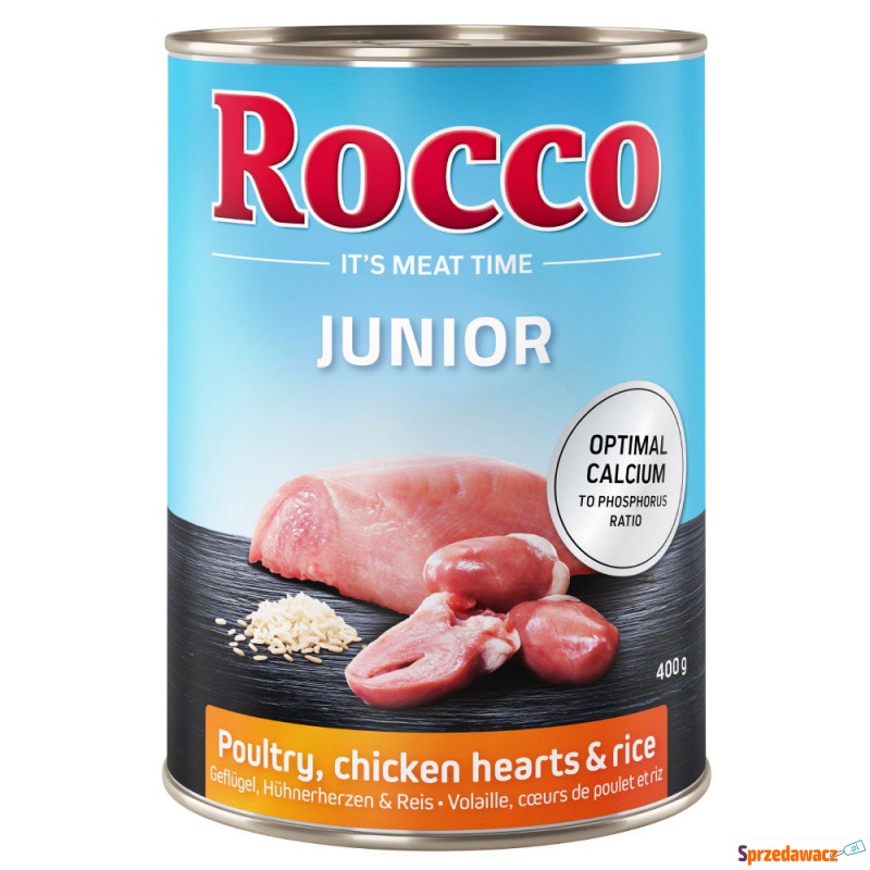 Rocco Junior, 6 x 400 g - Drób i serca kurze z... - Karmy dla psów - Zduńska Wola