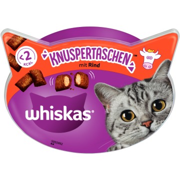 Whiskas Temptations, chrupiące poduszeczki - Wołowina, 8 x 60 g