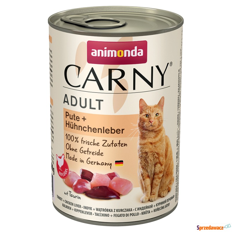 animonda Carny Adult, 6 x 400 g - Indyk i wąt... - Karmy dla kotów - Łódź