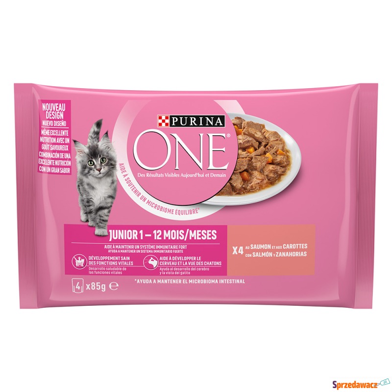 PURINA ONE Junior, 12 x 85 - Łosoś z marchewką - Karmy dla kotów - Dąbrowa Górnicza