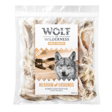 Wolf of Wilderness uszy królicze z sierścią - 400 g