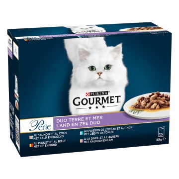 Gourmet Perle Wybór dań mieszanych, w sosie, 12 x 85 g - Duet wiejskie & morskie smaki