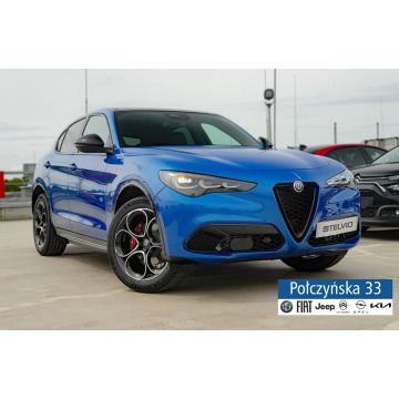 Alfa Romeo Stelvio - Veloce Q4 AT 2.0 280 KM|Misano Blue|Szklany dach|Czarna skóra|2024