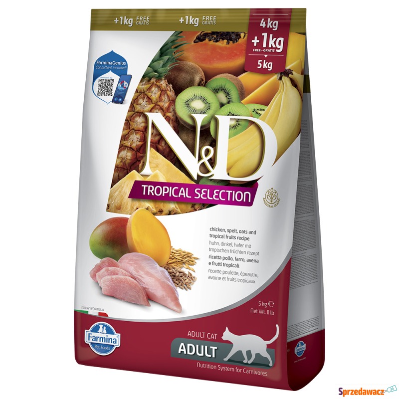 N&D Cat Tropical Selection, kurczak - 5 kg (4... - Karmy dla kotów - Zielona Góra