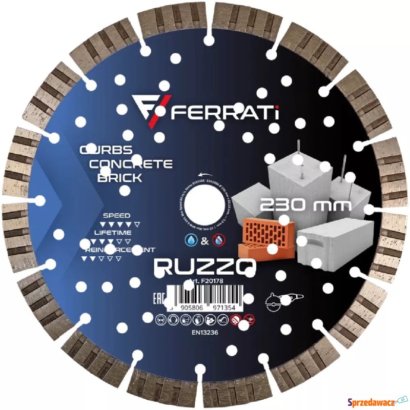 Tarcza diamentowa Ferrati RUZZO 230 mm do betonu,... - Piły, przecinarki - Nowy Sącz