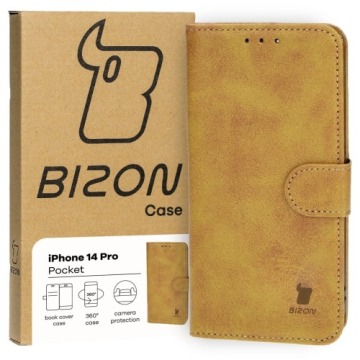 Etui z klapką Bizon Case Pocket do iPhone 14 Pro, brązowe