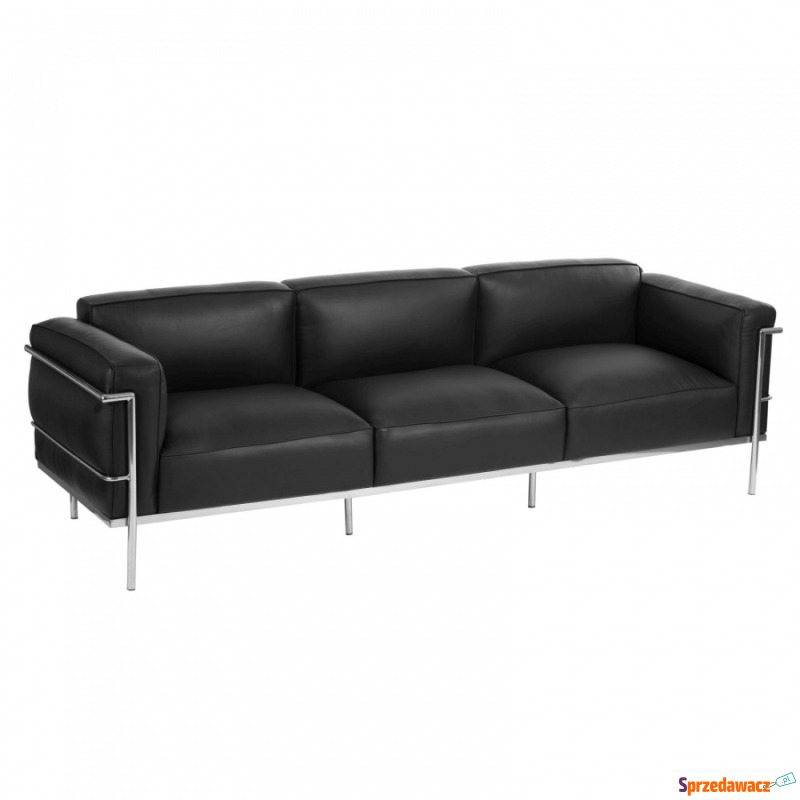 Sofa 3-osobowa Soft GC czarna skóra - Sofy, fotele, komplety... - Szczecin