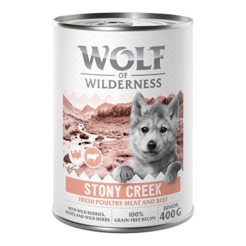 Wolf of Wilderness Junior “Expedition”, 6 x 400 g - Stony Creek - Drób z wołowiną