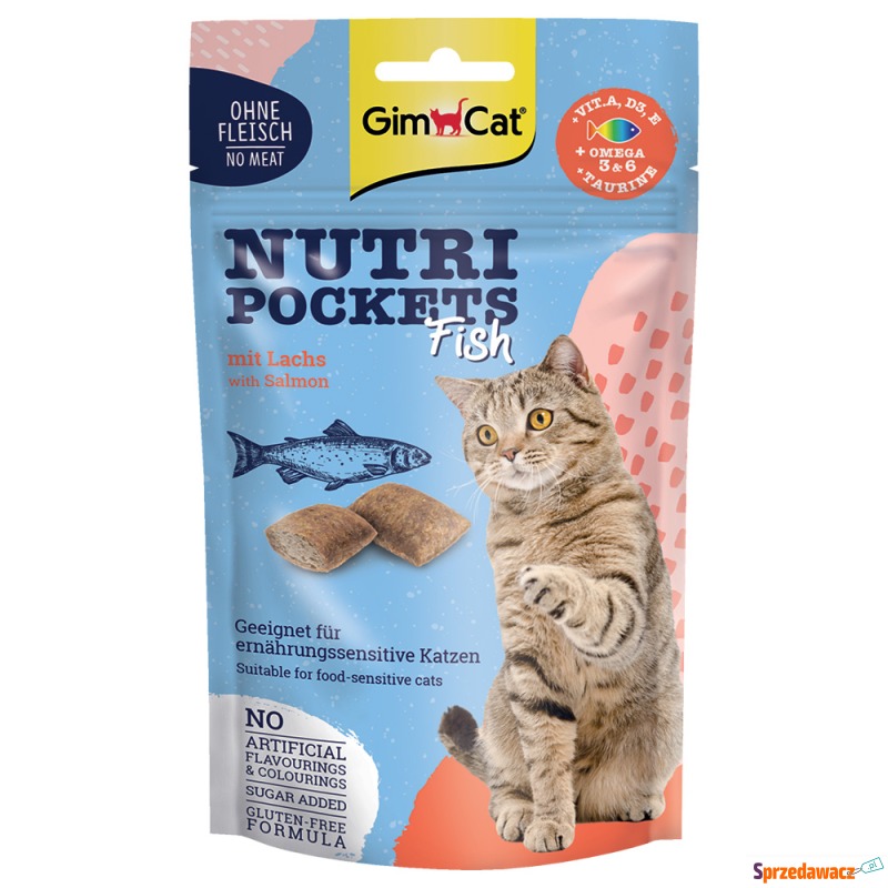 GimCat Nutri Pockets Fish - Z łososiem, 6 x 60... - Przysmaki dla kotów - Gniezno