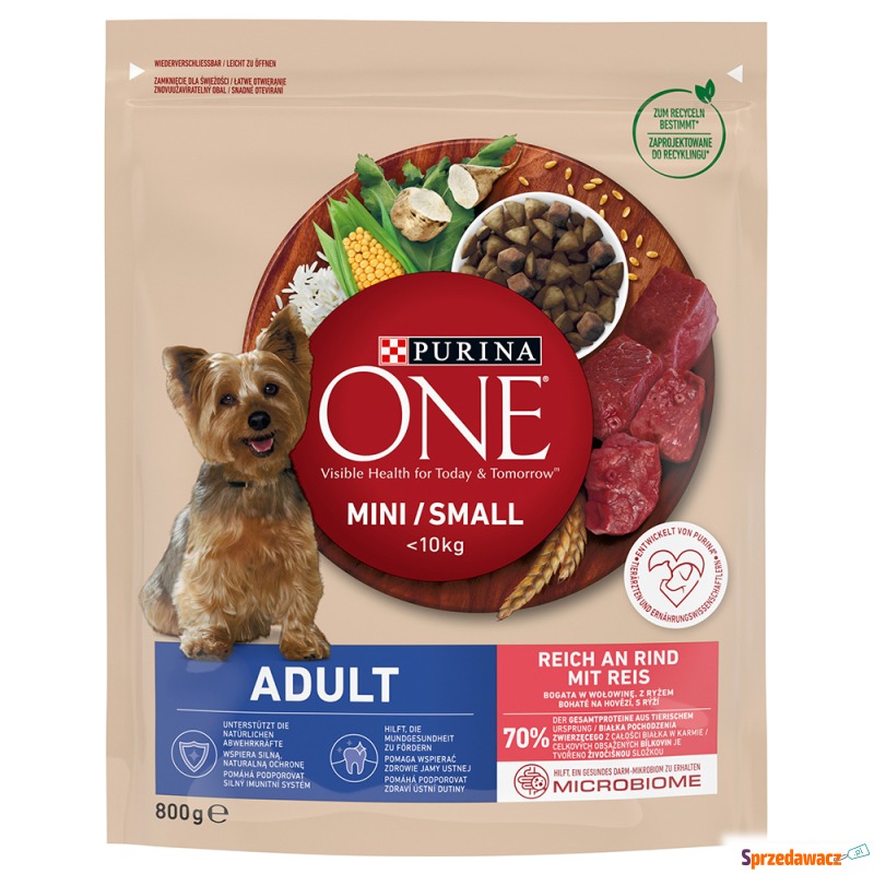 Purina One Mini Adult, wołowina i ryż - Opako... - Karmy dla psów - Sochaczew