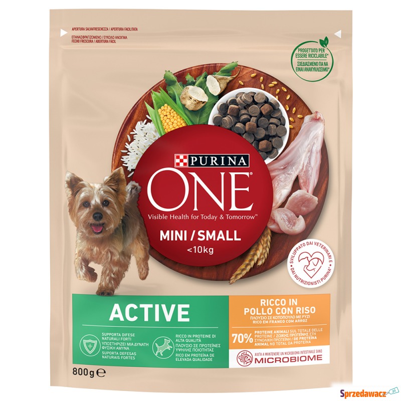 PURINA ONE Mini Active, kurczak i ryż -  Opak... - Karmy dla psów - Łódź