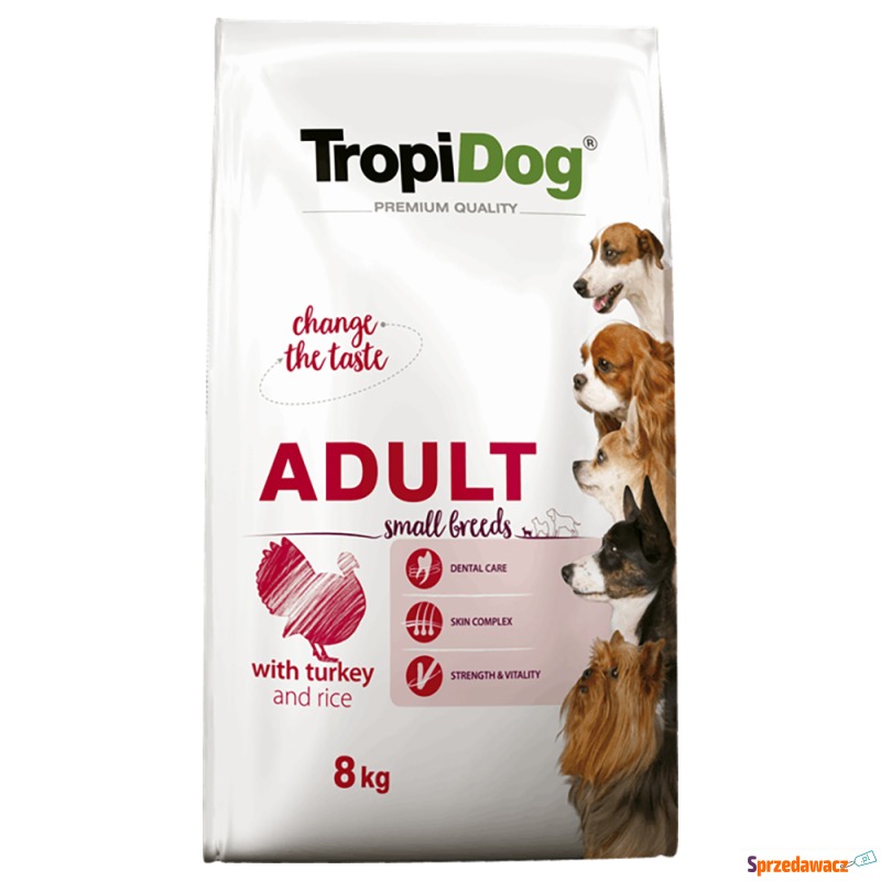 Tropidog Premium Adult Small, Indyk i ryż - 8... - Karmy dla psów - Zamość