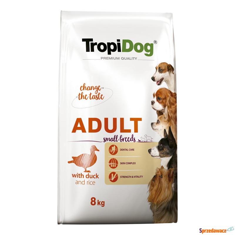 Tropidog Premium Adult Small, kaczka i ryż - 8... - Karmy dla psów - Warszawa