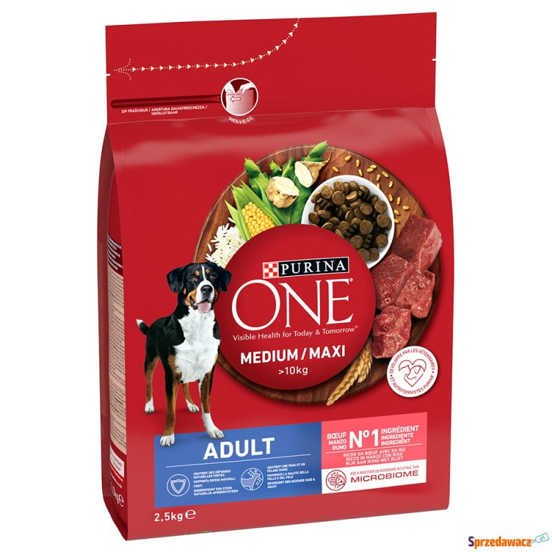 Purina One Medium/Maxi Adult, wołowina z ryżem... - Karmy dla psów - Olsztyn