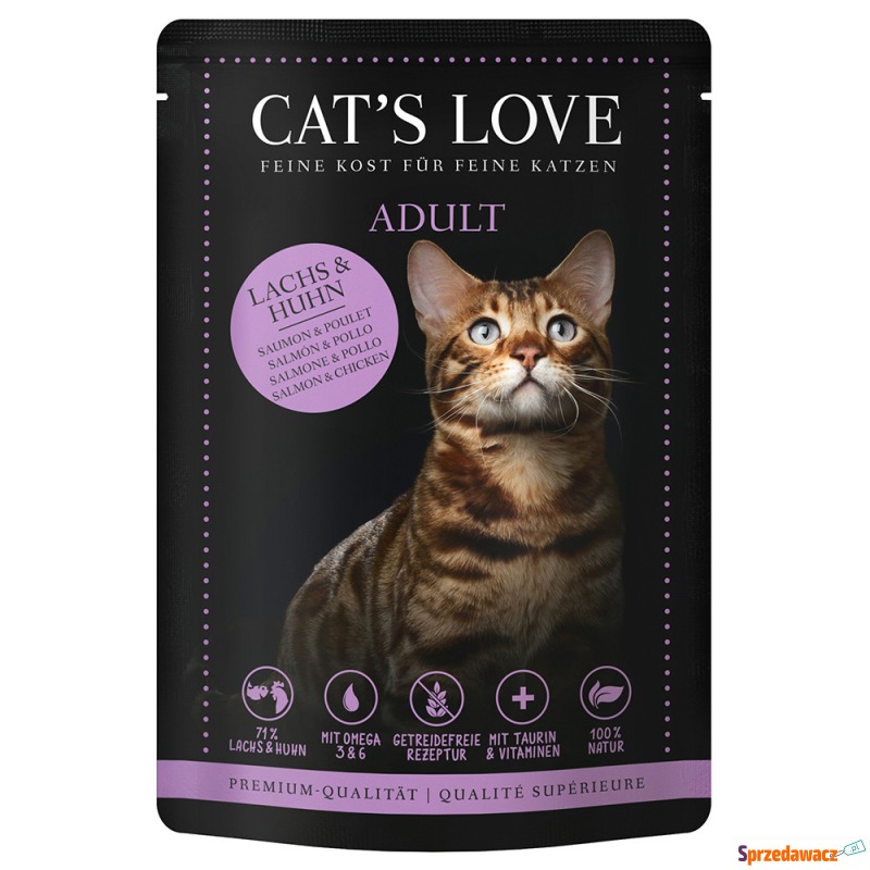 Cat's Love, 12 x 85 g - Łosoś i kurczak - Karmy dla kotów - Kołobrzeg