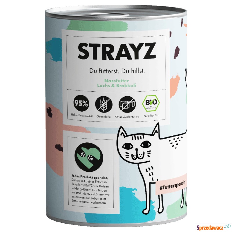 STRAYZ kot bio 6 x 400 g - Biołosoś i biobrokuły - Karmy dla kotów - Bytom