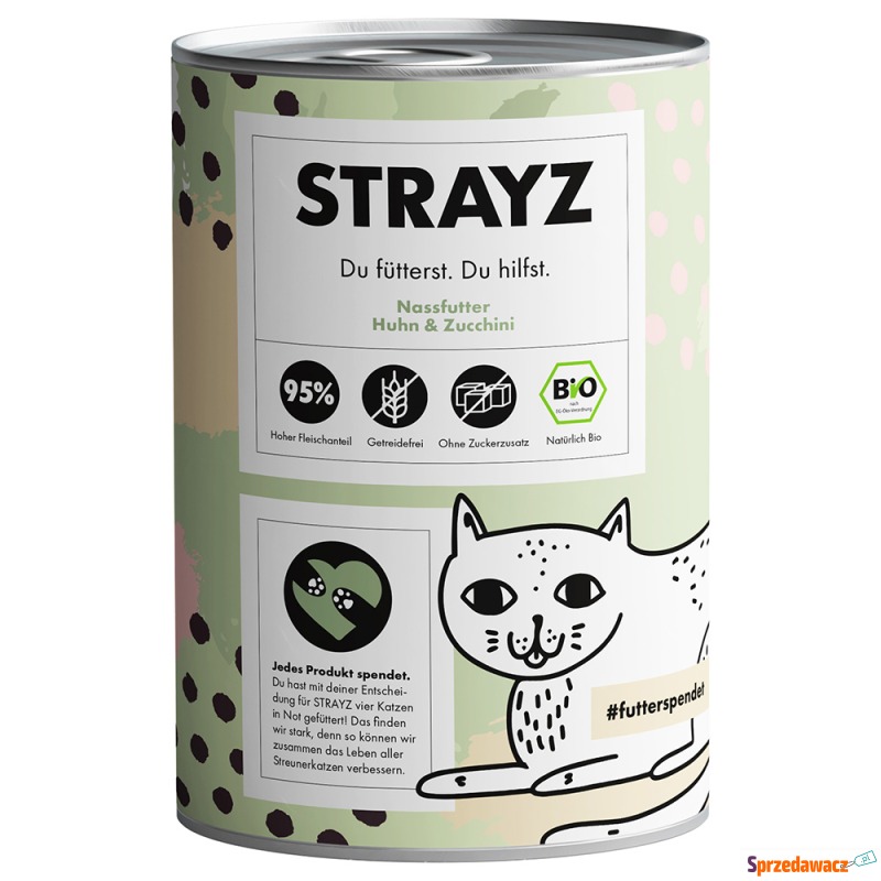 STRAYZ kot bio 6 x 400 g - Biokurczak i biocukinia - Karmy dla kotów - Brzeg