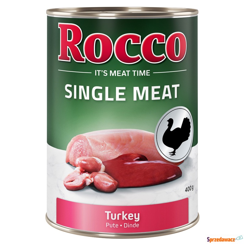 Megapakiet Rocco Single Meat, 24 x 400 g - Indyk - Karmy dla psów - Brzeg