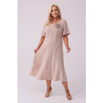 Elegancka sukienka Doris na wesele w kolorze nude PLUS SIZE XXL