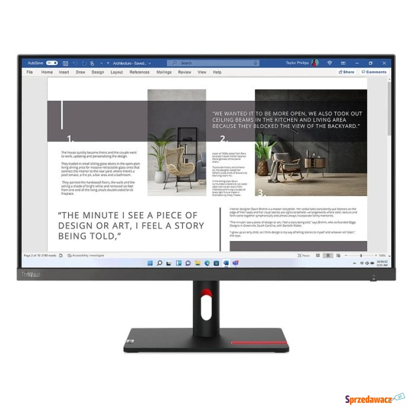 Lenovo ThinkVision S27i-30 27 cali 63DFKAT4EU... - Monitory LCD i LED - Sopot