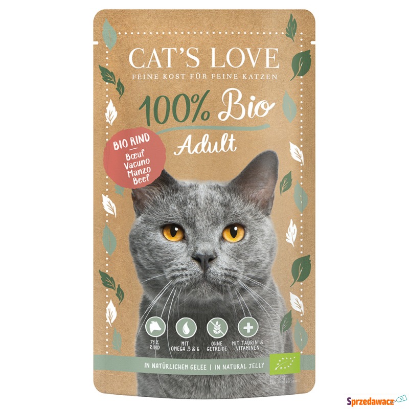 Cat's Love Bio, 6 x 100 g - Adult, Biowołowina - Karmy dla kotów - Kołobrzeg