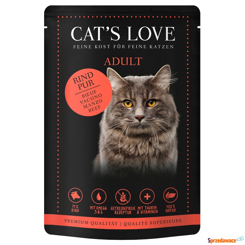 Cat's Love, 12 x 85 g - Czyste mięso z wołowiny - Karmy dla kotów - Kielce