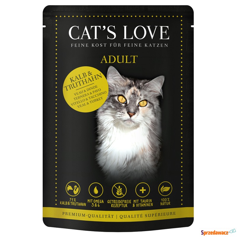 Cat's Love, 12 x 85 g - Cielęcina i indyk - Karmy dla kotów - Zielona Góra