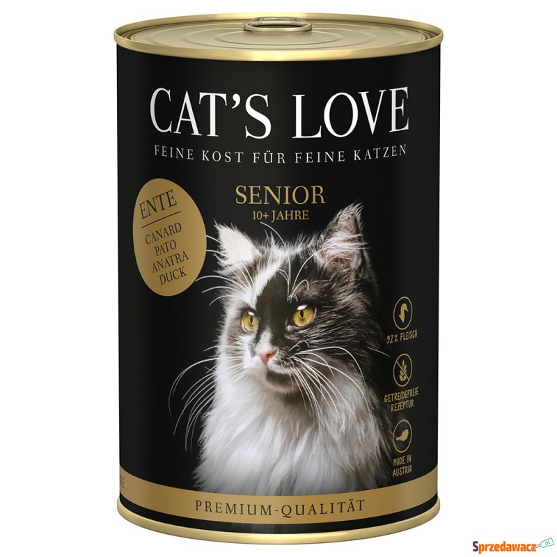 Cat's Love, 6 x 400 g - Senior, kaczka - Karmy dla kotów - Konin