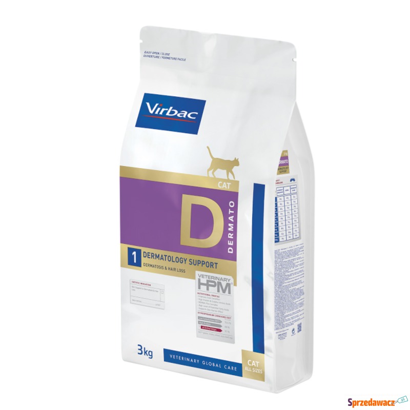 Virbac Veterinary HPM Cat Dermato D1 - 2 x 3 kg - Karmy dla kotów - Gdańsk