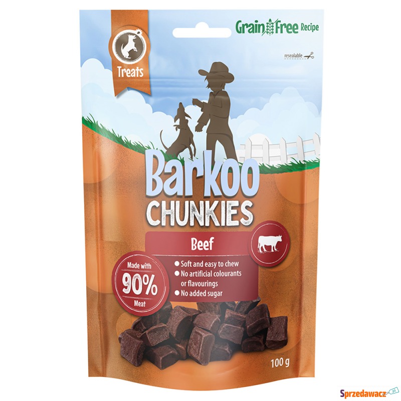 Barkoo Chunkies Meat Cubes - Wołowina, 100 g - Przysmaki dla psów - Jaworzno