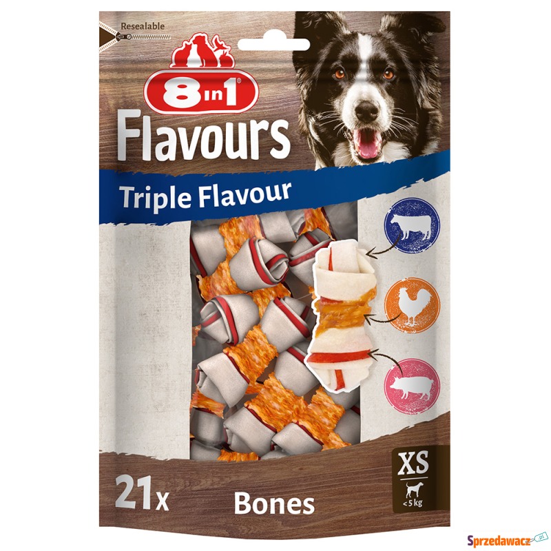 8in1 Triple Flavour XS, kości do żucia - 21 szt. - Przysmaki dla psów - Sandomierz