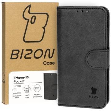 Etui z klapką Bizon Case Pocket do iPhone 15, czarne