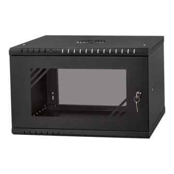 NETRACK Hanging cabinet ECO-Line Rack 19inch 6U / 350mm - black glass door