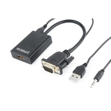 Gembird Konwerter VGA do HDMI 15 cm czarny