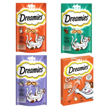 15% taniej! Dreamies: 44 x 10 g Creamy Snacks, kurczak + 2 x Kurczak + 2 x Kaczka + 2 x Indyk - Crea